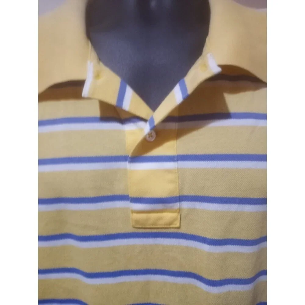 Polo Ralph Lauren Shirt Mens 3XB Big Striped Blue Yellow White 100% Pima Cotton